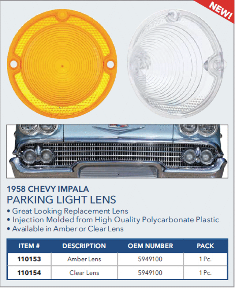 NEW Trim Parts Clear Back Up Light Lens A2059 FOR 1959-60 EL CAMINO BEL AIR 