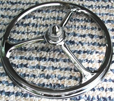 Custom Cruiser Co. 5-3/4 Inch Chrome Headlight Trim With Lucas Tri-Bar & Red Dot – Pair