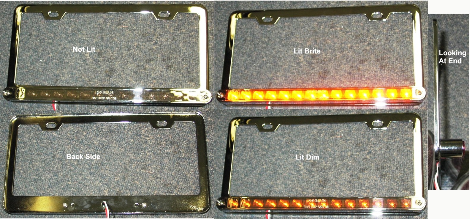 United Pacific Amber LED License Plate Bolts - Blue Light, Bullet Style (Pair)